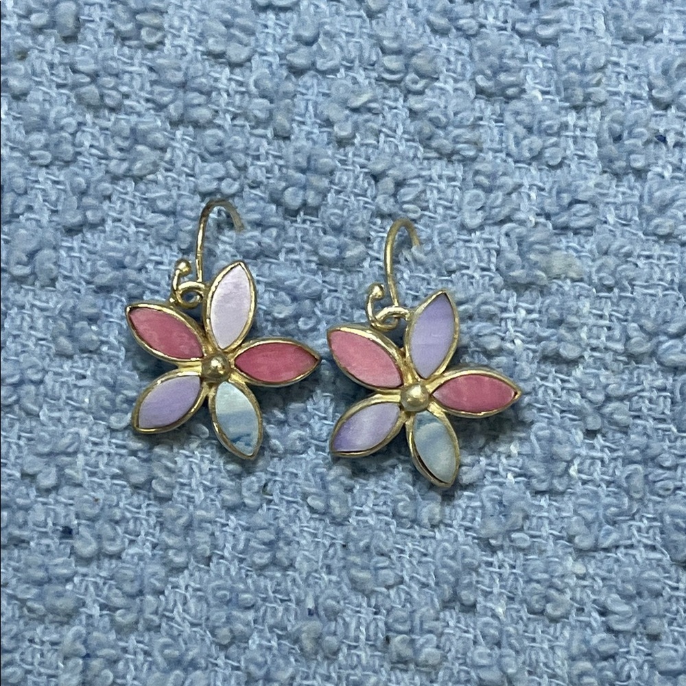 Pastel Floral Sterling Wire Earrings